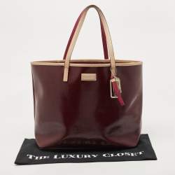 Pre Owned Coach Burgundy Patent Leather Metro Tote
