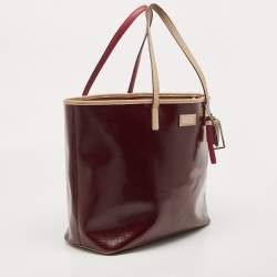 Pre Owned Coach Burgundy Patent Leather Metro Tote