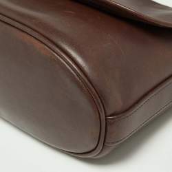 Pre Owned Coach Brown Leather Vintage Flap Crossbody Bag