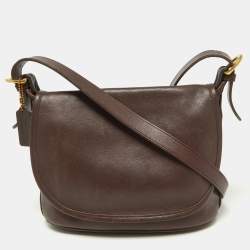 Pre Owned Coach Brown Leather Vintage Flap Crossbody Bag