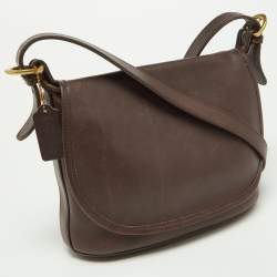 Pre Owned Coach Brown Leather Vintage Flap Crossbody Bag