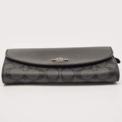 Coach Black/Grey Signature Coated Canvas and Leather Slim Envelope Wallet