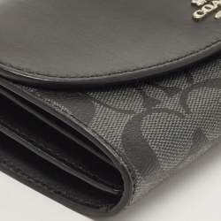 Coach Black/Grey Signature Coated Canvas and Leather Slim Envelope Wallet