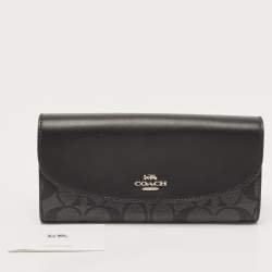 Coach Black/Grey Signature Coated Canvas and Leather Slim Envelope Wallet