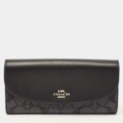 Coach Black/Grey Signature Coated Canvas and Leather Slim Envelope Wallet