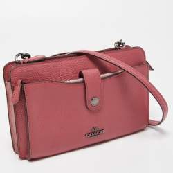 Pre Owned Coach Two Tone Pink Leather Noa Pop Up Crossbody Bag
