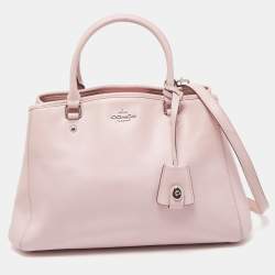Pre Owned Coach Pink Leather Margot Carryall Satchel