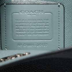 Pre Owned Coach Dark Teal Grained Leather Charlie Carryall Satchel