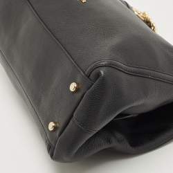 Pre Owned Coach Black Leather Turnlock Edie Shoulder Bag