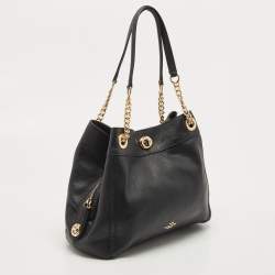 Pre Owned Coach Black Leather Turnlock Edie Shoulder Bag