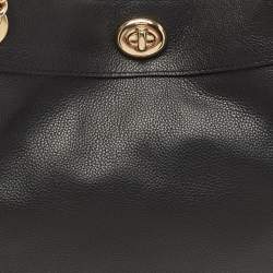 Pre Owned Coach Black Leather Turnlock Edie Shoulder Bag