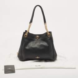 Pre Owned Coach Black Leather Turnlock Edie Shoulder Bag