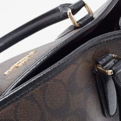 Coach Dark Brown/Black Signature Coated Canvas and Leather Margot Satchel