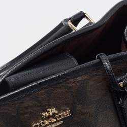 Coach Dark Brown/Black Signature Coated Canvas and Leather Margot Satchel