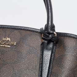 Coach Dark Brown/Black Signature Coated Canvas and Leather Margot Satchel