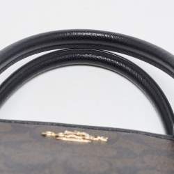 Coach Dark Brown/Black Signature Coated Canvas and Leather Margot Satchel
