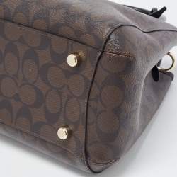 Coach Dark Brown/Black Signature Coated Canvas and Leather Margot Satchel