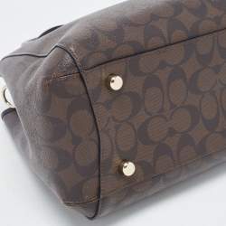Coach Dark Brown/Black Signature Coated Canvas and Leather Margot Satchel