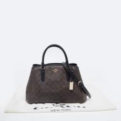 Coach Dark Brown/Black Signature Coated Canvas and Leather Margot Satchel