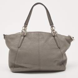Pre Owned Coach Grey Leather Small Kelsey Satchel