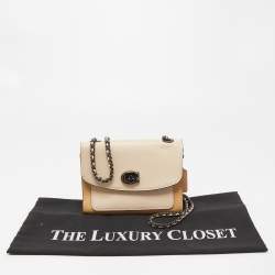 Pre Owned Coach Two Tone Beige Leather Parker Crossbody Bag