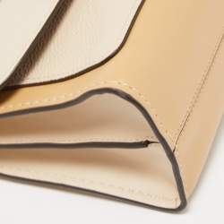 Pre Owned Coach Two Tone Beige Leather Parker Crossbody Bag