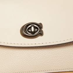Pre Owned Coach Two Tone Beige Leather Parker Crossbody Bag