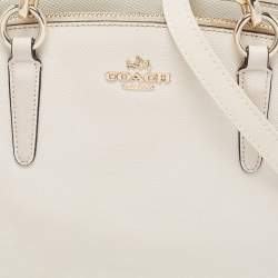 Pre Owned Coach Cream Leather Mini Christie Carryall Double Zip Satchel
