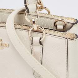 Pre Owned Coach Cream Leather Mini Christie Carryall Double Zip Satchel