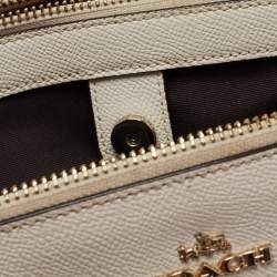 Pre Owned Coach Cream Leather Mini Christie Carryall Double Zip Satchel