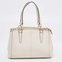 Pre Owned Coach Cream Leather Mini Christie Carryall Double Zip Satchel