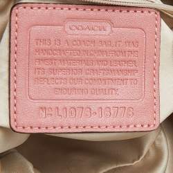 Pre Owned Coach Beige/Pink Op Art Canvas and Leather Kristin Shoulder Bag