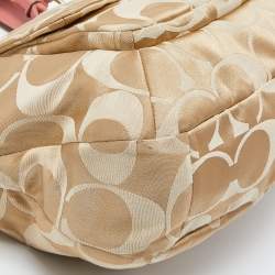 Pre Owned Coach Beige/Pink Op Art Canvas and Leather Kristin Shoulder Bag