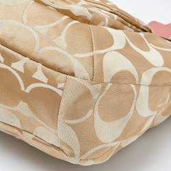 Pre Owned Coach Beige/Pink Op Art Canvas and Leather Kristin Shoulder Bag