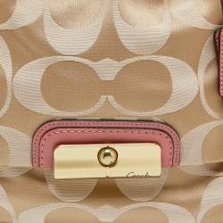Pre Owned Coach Beige/Pink Op Art Canvas and Leather Kristin Shoulder Bag