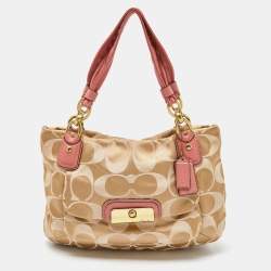 Coach Beige/Pink Op Art Canvas and Leather Kristin Shoulder Bag