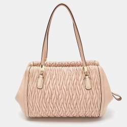 Pre Owned Coach Beige Gathered Leather Madison Madeline Eastwest Satchel