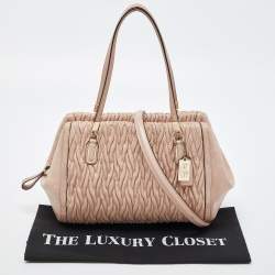 Pre Owned Coach Beige Gathered Leather Madison Madeline Eastwest Satchel