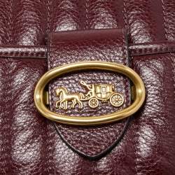Pre Owned Coach Burgundy Quilted Leather Kat Saddle Shoulder Bag