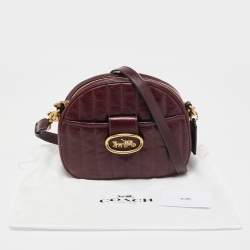 Pre Owned Coach Burgundy Quilted Leather Kat Saddle Shoulder Bag