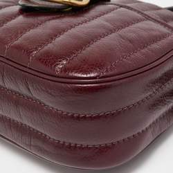 Pre Owned Coach Burgundy Quilted Leather Kat Saddle Shoulder Bag