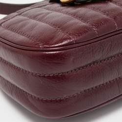 Pre Owned Coach Burgundy Quilted Leather Kat Saddle Shoulder Bag