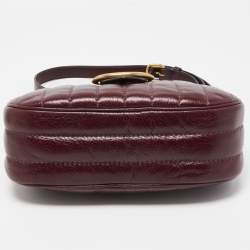 Pre Owned Coach Burgundy Quilted Leather Kat Saddle Shoulder Bag