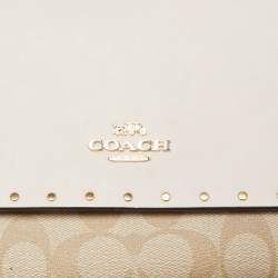 Coach Light Beige Leather and Coated Canvas With Rivets Klare Crossbody Bag