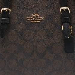 Pre Owned Coach Brown/Black Signature Coated Canvas Tatum Caryall Tote