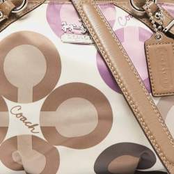 Coach Multicolor Op Art Signature Satin and Leather Madison Satchel