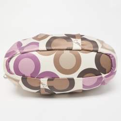 Coach Multicolor Op Art Signature Satin and Leather Madison Satchel