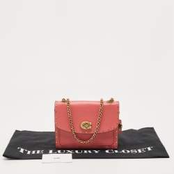 Pre Owned Coach Pink Leather Parker Crossbody Bag