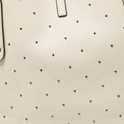 Coach Off White Leather Bandana Rivets Shopper Tote