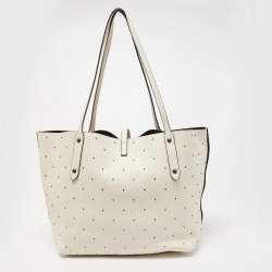 Coach Off White Leather Bandana Rivets Shopper Tote